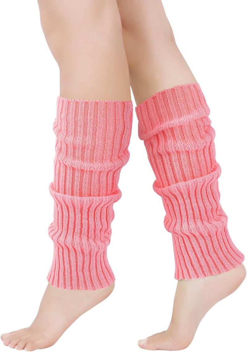 Junely Leg Warmers for Women 80s Cable Knit Leg Warmer for Ballet Dance Figure Skating Yoga Party Junior Neon Long Socks - Image 1